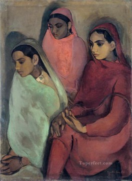 Amrita Sher Gil tres niñas 1935 India Pinturas al óleo